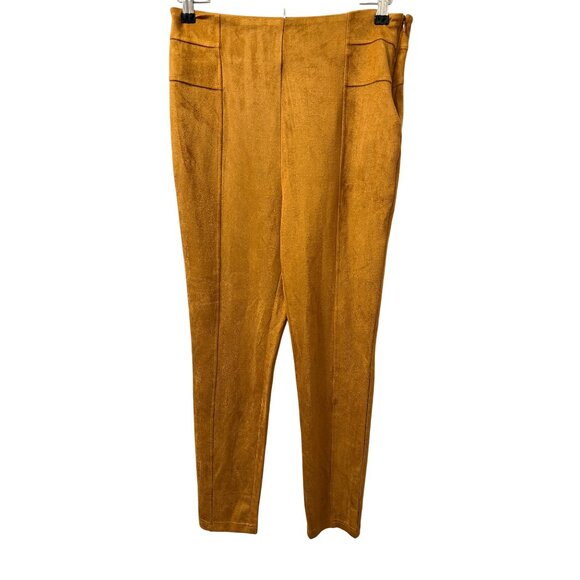 Bleu Womens Mustard Yellow Faux Suede High-Waisted Pants Size S. NWT - Picture 1 of 12